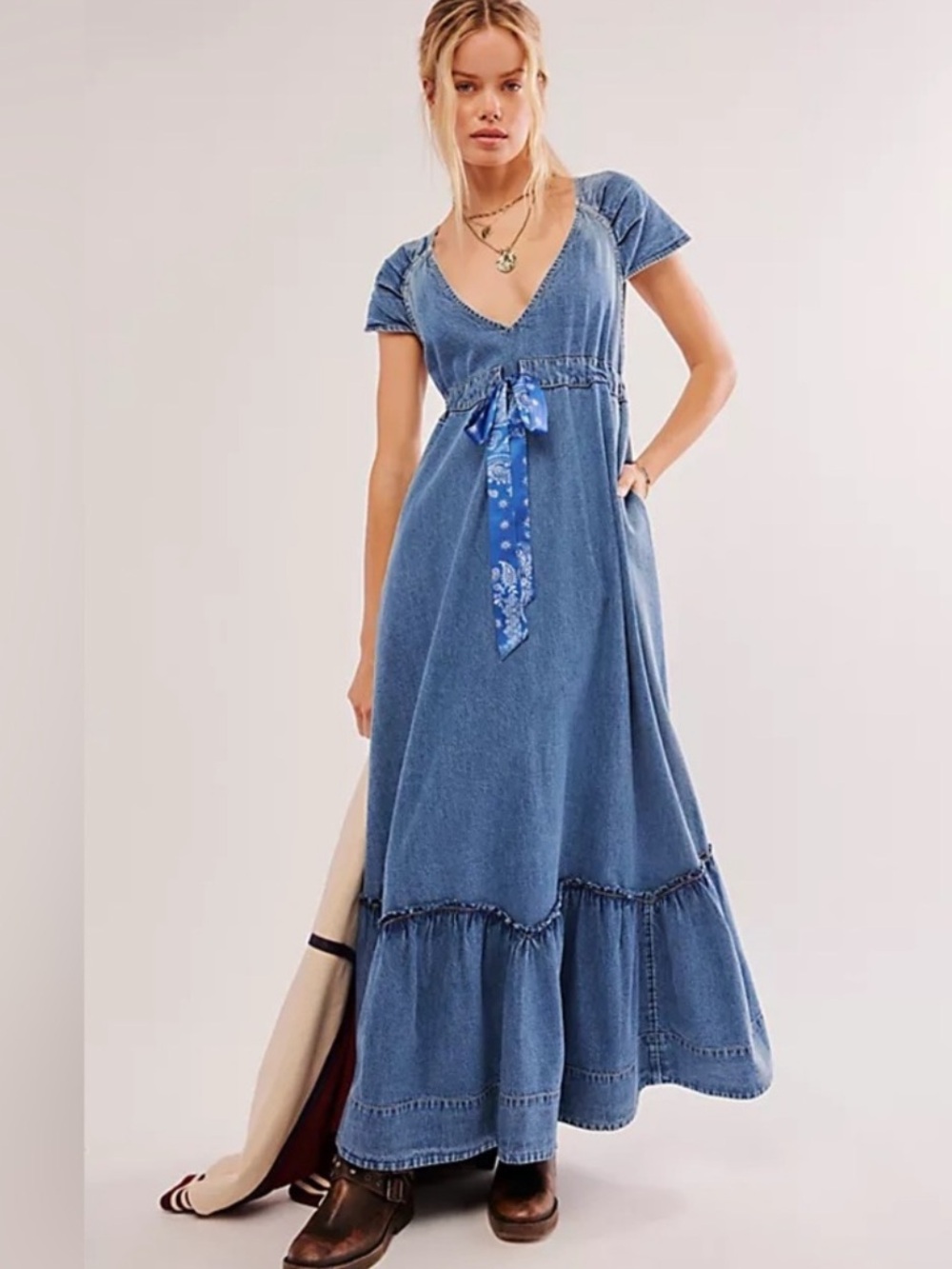 Roucha Maxi Dress
NWOT
Free People
Color - Blue Denim